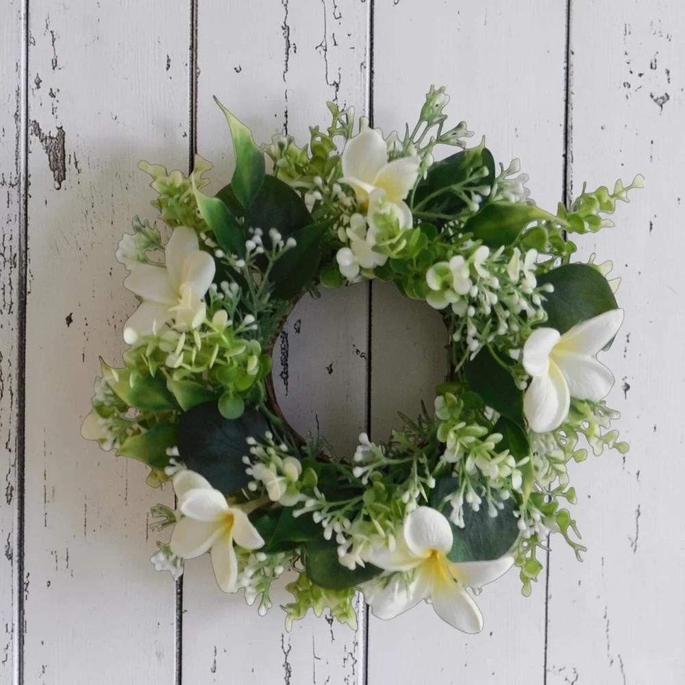 Neutral Greenery Candle Ring, Cottagecore Farmhouse, Spring Summer‎ small wreath
